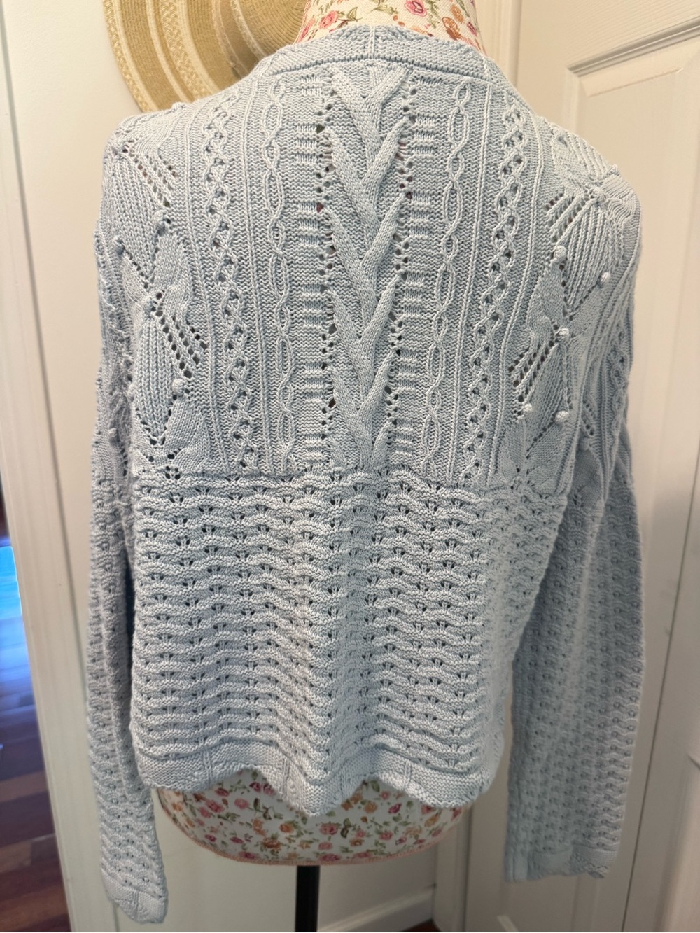Universal Thread Light Blue Cable Knit Button-Up Cardigan - Picture 5 of 6